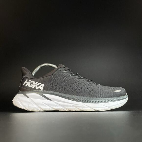Hoka One One Clifton 8 Womens Size 9 B Black White Athletic Shoe Running Sneaker - Picture 6 of 9